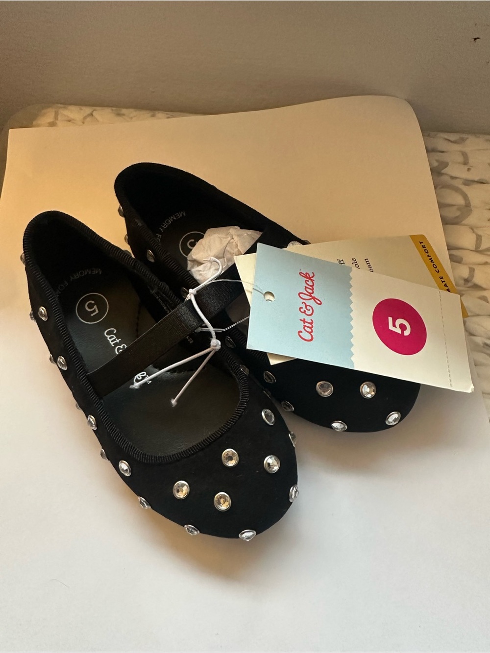 Cat & Jack Black Jeweled Mary Jane Flats
